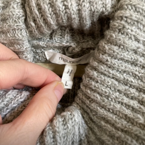Maurices Gray Marbled Knit Waffle Knit Cowl Neck Long Sleeve Sweater - Picture 2 of 9